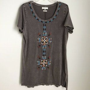 Miss Me Vintage Gray Embellished Beaded Dress